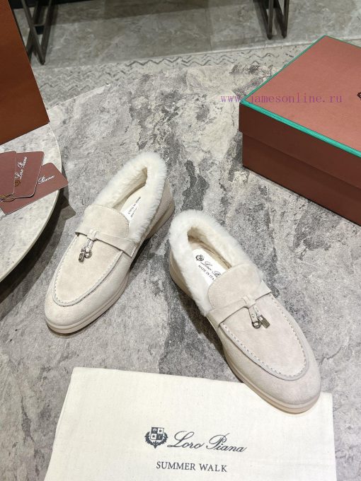Female male 10Loro Pian * Classic Popular LP Top British Tassel Flat Hairy loafers Upgraded y2f6ccjt - Image 3