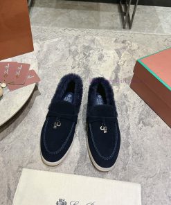 Female male 10Loro Pian * Classic Popular LP Top British Tassel Flat Hairy loafers Upgraded 2lxg76b1