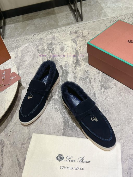 Female male 10Loro Pian * Classic Popular LP Top British Tassel Flat Hairy loafers Upgraded 2lxg76b1 - Image 3