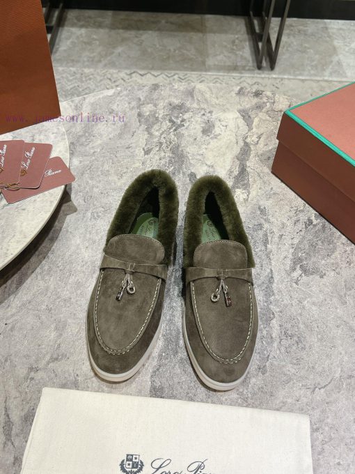 Female male 10Loro Pian * Classic Popular LP Top British Tassel Flat Hairy loafers Upgraded z5x8hh28 - Image 2