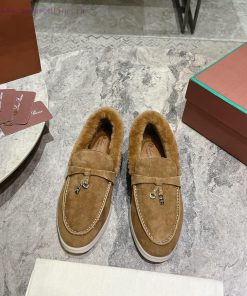 Female male 10Loro Pian * Classic Popular LP Top British Tassel Flat Hairy loafers Upgraded btuvnh6f