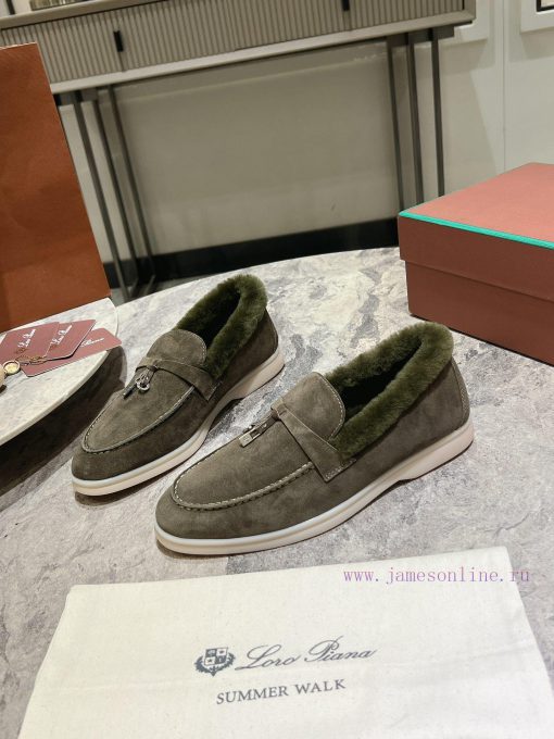 Female male 10Loro Pian * Classic Popular LP Top British Tassel Flat Hairy loafers Upgraded z5x8hh28 - Image 4