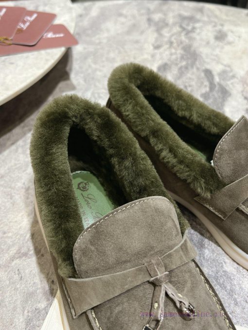 Female male 10Loro Pian * Classic Popular LP Top British Tassel Flat Hairy loafers Upgraded z5x8hh28 - Image 10