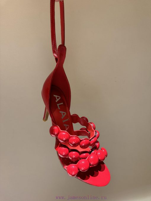 The mostALAIA24 Spring/Summer New Round Headed Straw High Heels Thanks toHe has a backgroundihmaoa5l - Image 9
