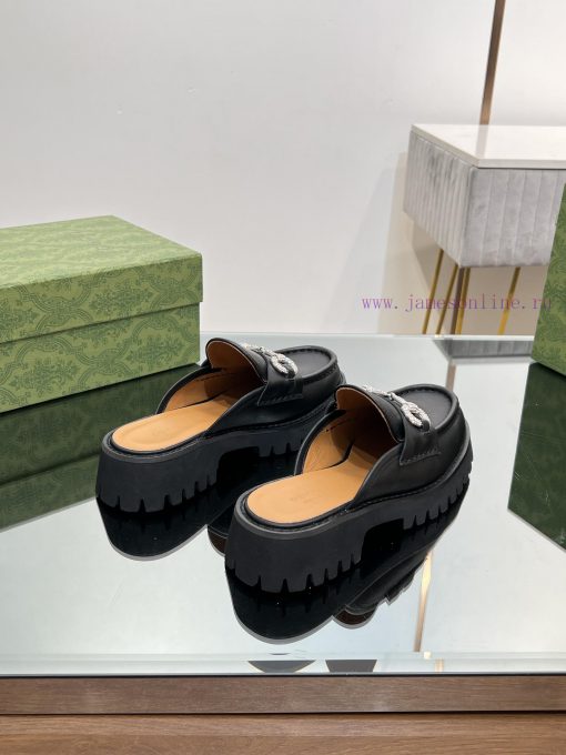 The latest GUCCI crystal diamond horseneck buckle with thick sole and Le Fu single shoes in 970k6b3u - Image 10