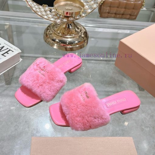 24 new Miumi * ss autumn and winter flat wool slippersTop tier—————————Zp development miumiujnk22he5 - Image 4