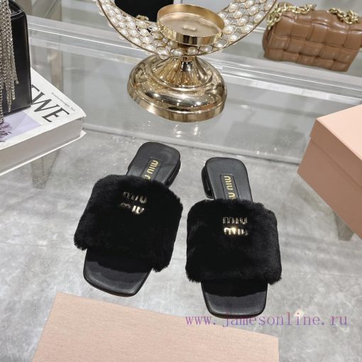 24 new Miumi * ss autumn and winter flat wool slippersTop tier—————————Zp development miumiuwgbtnf1d - Image 2
