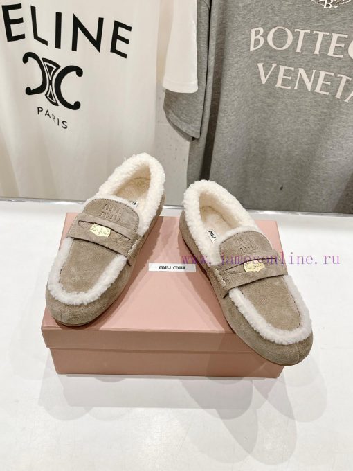 . MiuM * u/Miu * Miu 2024 Autumn/Winter Fashion Style Coin Driving Shoes with Mao Le Fu Shoealer1map - Image 3