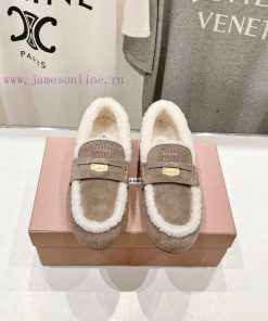 . MiuM * u/Miu * Miu 2024 Autumn/Winter Fashion Style Coin Driving Shoes with Mao Le Fu Shoenkdjet5b