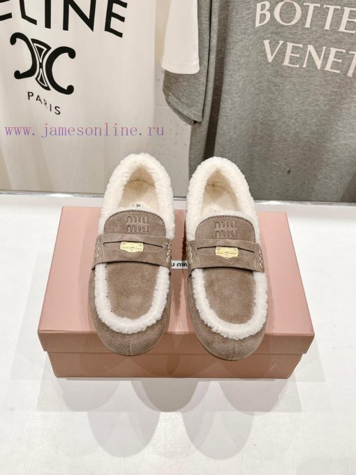 . MiuM * u/Miu * Miu 2024 Autumn/Winter Fashion Style Coin Driving Shoes with Mao Le Fu Shoenkdjet5b