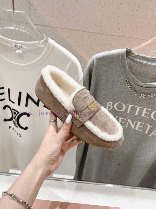 . MiuM * u/Miu * Miu 2024 Autumn/Winter Fashion Style Coin Driving Shoes with Mao Le Fu Shoenkdjet5b - Image 6