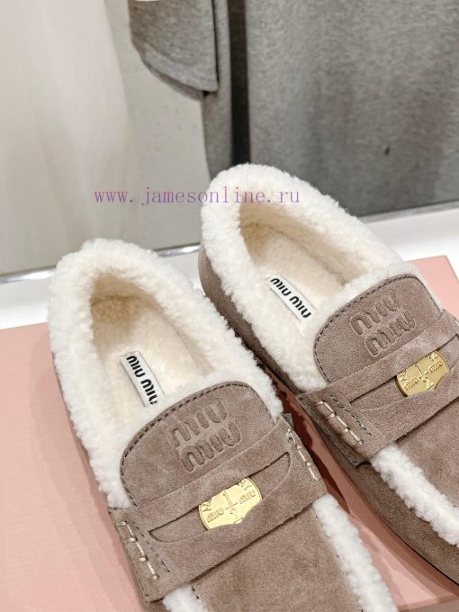 . MiuM * u/Miu * Miu 2024 Autumn/Winter Fashion Style Coin Driving Shoes with Mao Le Fu Shoenkdjet5b - Image 7