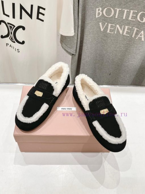 . MiuM * u/Miu * Miu 2024 Autumn/Winter Fashion Style Coin Driving Shoes with Mao Le Fu Shoeycg5b8ns - Image 4