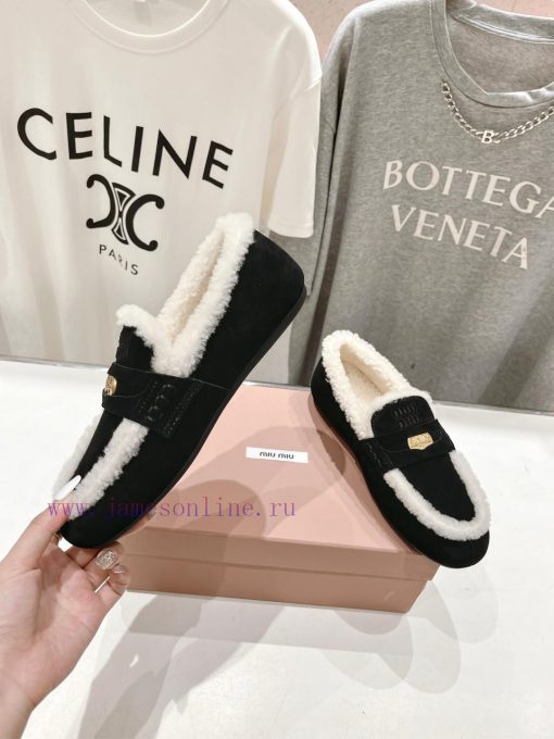 . MiuM * u/Miu * Miu 2024 Autumn/Winter Fashion Style Coin Driving Shoes with Mao Le Fu Shoeycg5b8ns - Image 5