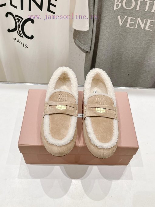 . MiuM * u/Miu * Miu 2024 Autumn/Winter Fashion Style Coin Driving Shoes with Mao Le Fu Shoeemg8nl2e