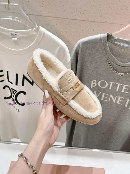 . MiuM * u/Miu * Miu 2024 Autumn/Winter Fashion Style Coin Driving Shoes with Mao Le Fu Shoeemg8nl2e - Image 6