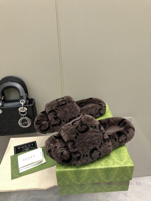 Gucci's new printed wool slippersImported A-class wool from Europe, consistent with the origpgsm1sua - Image 7