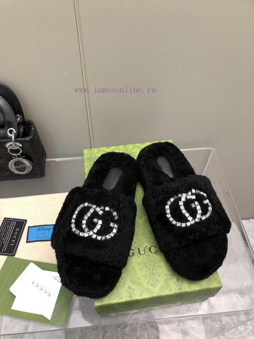 Gucci's new rhinestone wool slippersImported A-class wool from Europe, consistent with the ofww4odi0