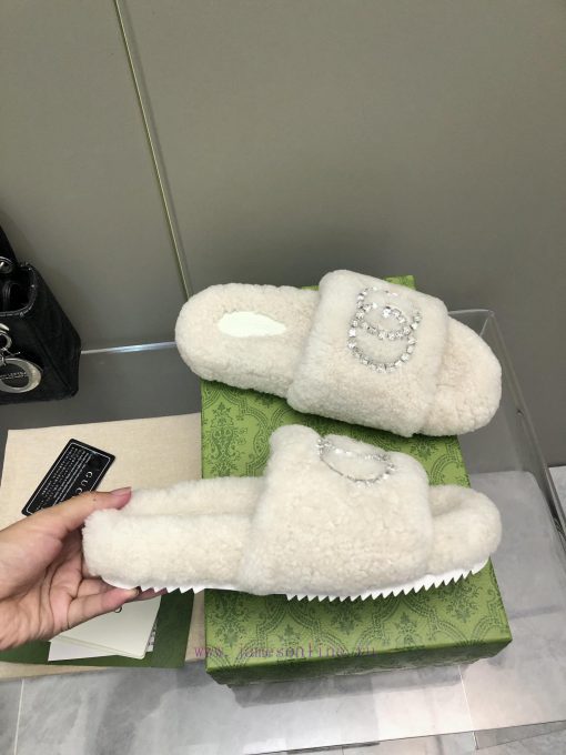 Gucci's new rhinestone wool slippersImported A-class wool from Europe, consistent with the o3jf2a4wf - Image 3