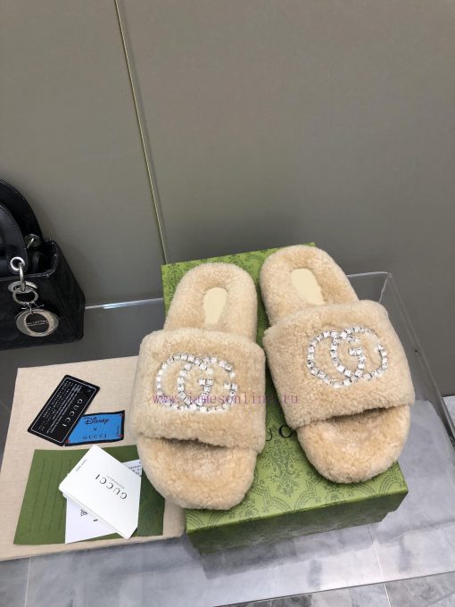 Gucci's new rhinestone wool slippersImported A-class wool from Europe, consistent with the oh8o29hrb - Image 2