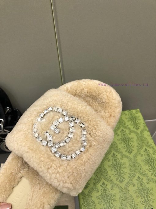 Gucci's new rhinestone wool slippersImported A-class wool from Europe, consistent with the oh8o29hrb - Image 5
