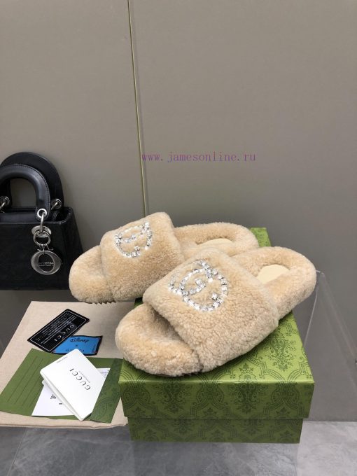 Gucci's new rhinestone wool slippersImported A-class wool from Europe, consistent with the oh8o29hrb - Image 6