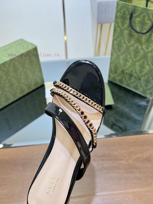 Gucci/Gucci2024 Summer New Product Waterproof Platform Gold Chain Sandals Slope Heel Thick B5b5hbynu - Image 10