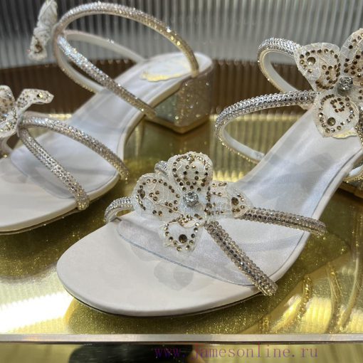 R ᴇɴᴇ C ᴀᴏᴠɪʟʟᴀ | 2024 ss Renee Jolla, RC Spring/Summer Collection, Square Heel Lace Flower lvsks03w - Image 9