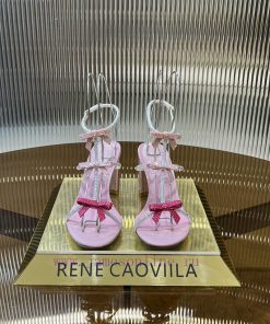 Top version ️R ᴇɴᴇ C ᴀᴏᴠɪʟʟᴀ | 2024s 𝐒 RC Classic Bow High Heel Sandals, Colorful Crystal Boyiohijee