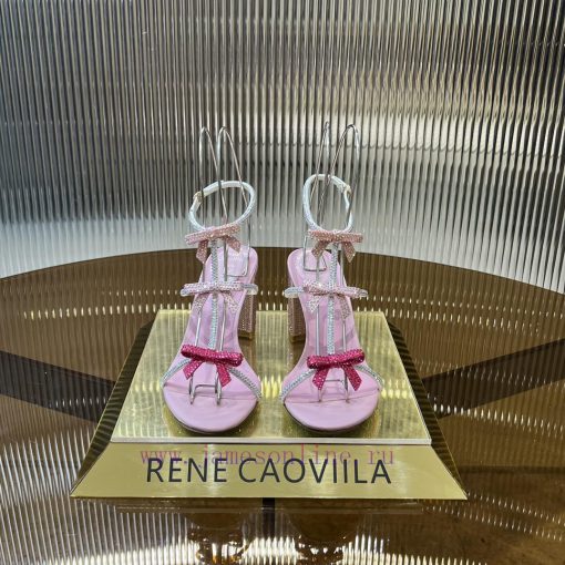 Top version ️R ᴇɴᴇ C ᴀᴏᴠɪʟʟᴀ | 2024s 𝐒 RC Classic Bow High Heel Sandals, Colorful Crystal Boyiohijee