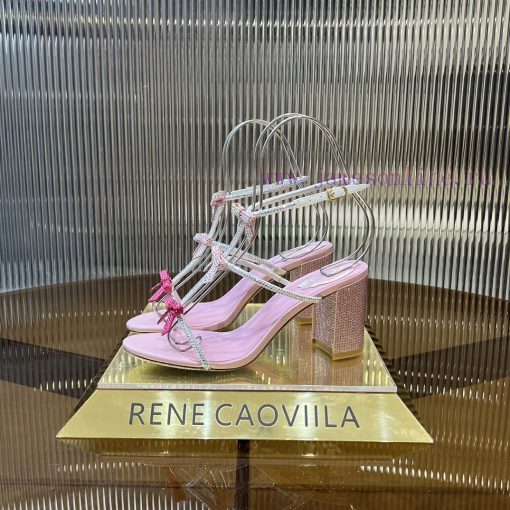 Top version ️R ᴇɴᴇ C ᴀᴏᴠɪʟʟᴀ | 2024s 𝐒 RC Classic Bow High Heel Sandals, Colorful Crystal Boyiohijee - Image 3