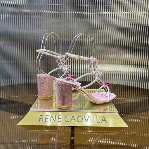 Top version ️R ᴇɴᴇ C ᴀᴏᴠɪʟʟᴀ | 2024s 𝐒 RC Classic Bow High Heel Sandals, Colorful Crystal Boyiohijee - Image 4