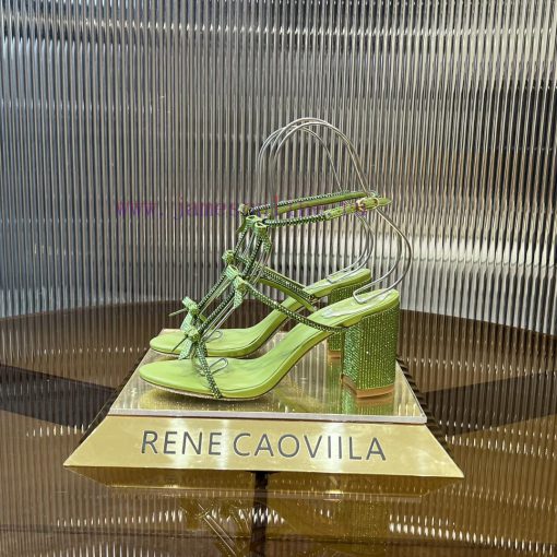 Top version ️R ᴇɴᴇ C ᴀᴏᴠɪʟʟᴀ | 2024s 𝐒 RC Classic Bow High Heel Sandals, Colorful Crystal Boctlf2dry - Image 3