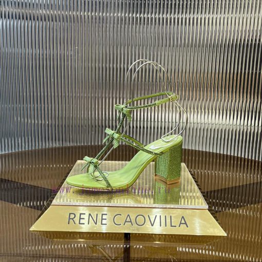 Top version ️R ᴇɴᴇ C ᴀᴏᴠɪʟʟᴀ | 2024s 𝐒 RC Classic Bow High Heel Sandals, Colorful Crystal Boctlf2dry - Image 5