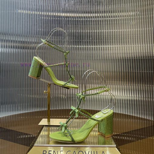 Top version ️R ᴇɴᴇ C ᴀᴏᴠɪʟʟᴀ | 2024s 𝐒 RC Classic Bow High Heel Sandals, Colorful Crystal Boctlf2dry - Image 6