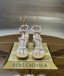 Top version ️R ᴇɴᴇ C ᴀᴏᴠɪʟʟᴀ | 2024s 𝐒 RC Classic Bow High Heel Sandals, Colorful Crystal Boba2sfgdh