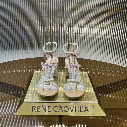 Top version ️R ᴇɴᴇ C ᴀᴏᴠɪʟʟᴀ | 2024s 𝐒 RC Classic Bow High Heel Sandals, Colorful Crystal Boba2sfgdh - Image 2