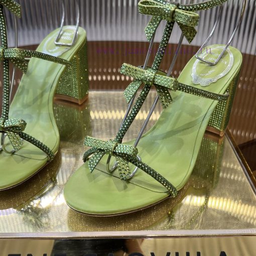 Top version ️R ᴇɴᴇ C ᴀᴏᴠɪʟʟᴀ | 2024s 𝐒 RC Classic Bow High Heel Sandals, Colorful Crystal Boctlf2dry - Image 9