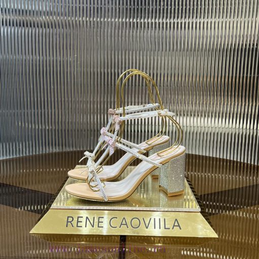 Top version ️R ᴇɴᴇ C ᴀᴏᴠɪʟʟᴀ | 2024s 𝐒 RC Classic Bow High Heel Sandals, Colorful Crystal Boba2sfgdh - Image 3