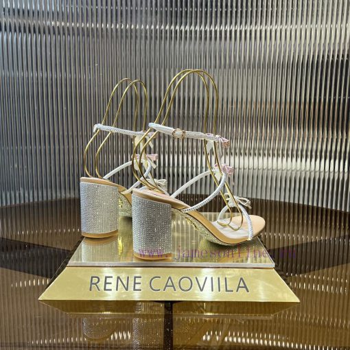 Top version ️R ᴇɴᴇ C ᴀᴏᴠɪʟʟᴀ | 2024s 𝐒 RC Classic Bow High Heel Sandals, Colorful Crystal Boba2sfgdh - Image 4