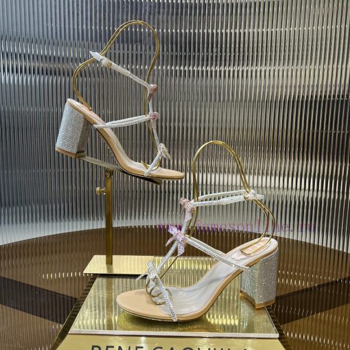 Top version ️R ᴇɴᴇ C ᴀᴏᴠɪʟʟᴀ | 2024s 𝐒 RC Classic Bow High Heel Sandals, Colorful Crystal Boba2sfgdh - Image 6