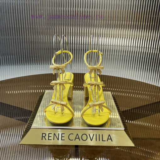 Top version ️R ᴇɴᴇ C ᴀᴏᴠɪʟʟᴀ | 2024s 𝐒 RC Classic Bow High Heel Sandals, Colorful Crystal Bobj317uht - Image 2