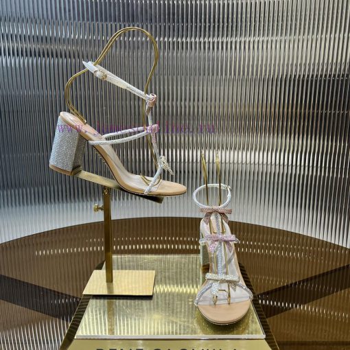 Top version ️R ᴇɴᴇ C ᴀᴏᴠɪʟʟᴀ | 2024s 𝐒 RC Classic Bow High Heel Sandals, Colorful Crystal Boba2sfgdh - Image 7