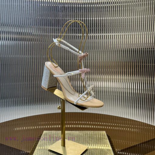 Top version ️R ᴇɴᴇ C ᴀᴏᴠɪʟʟᴀ | 2024s 𝐒 RC Classic Bow High Heel Sandals, Colorful Crystal Boba2sfgdh - Image 8