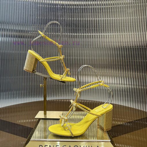 Top version ️R ᴇɴᴇ C ᴀᴏᴠɪʟʟᴀ | 2024s 𝐒 RC Classic Bow High Heel Sandals, Colorful Crystal Bobj317uht - Image 6