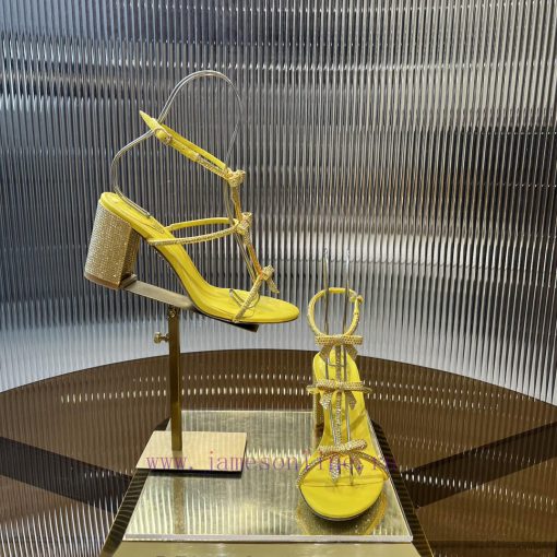 Top version ️R ᴇɴᴇ C ᴀᴏᴠɪʟʟᴀ | 2024s 𝐒 RC Classic Bow High Heel Sandals, Colorful Crystal Bobj317uht - Image 7