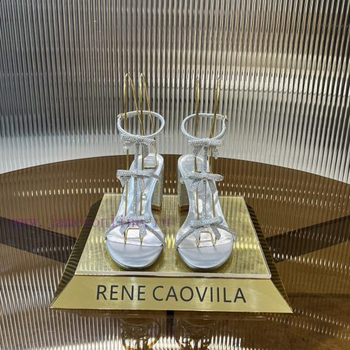 Top version ️R ᴇɴᴇ C ᴀᴏᴠɪʟʟᴀ | 2024s 𝐒 RC Classic Bow High Heel Sandals, Colorful Crystal Bos33uv46v - Image 2