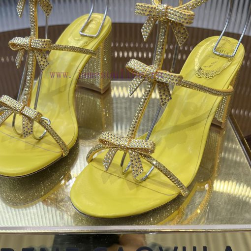 Top version ️R ᴇɴᴇ C ᴀᴏᴠɪʟʟᴀ | 2024s 𝐒 RC Classic Bow High Heel Sandals, Colorful Crystal Bobj317uht - Image 9