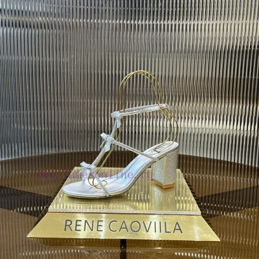 Top version ️R ᴇɴᴇ C ᴀᴏᴠɪʟʟᴀ | 2024s 𝐒 RC Classic Bow High Heel Sandals, Colorful Crystal Bos33uv46v - Image 5