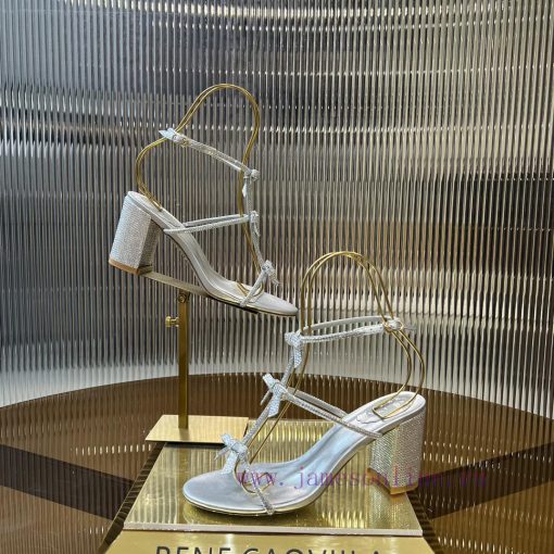 Top version ️R ᴇɴᴇ C ᴀᴏᴠɪʟʟᴀ | 2024s 𝐒 RC Classic Bow High Heel Sandals, Colorful Crystal Bos33uv46v - Image 6